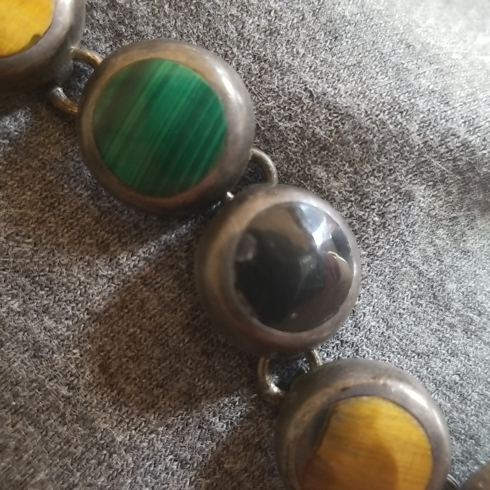 Exquisite Vintage Stone and 950 Silver Bracelet - Picture 7 of 7
